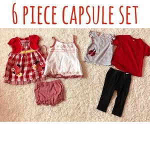 6 pc set Ladybug, red, white capsule of clothes 18 month